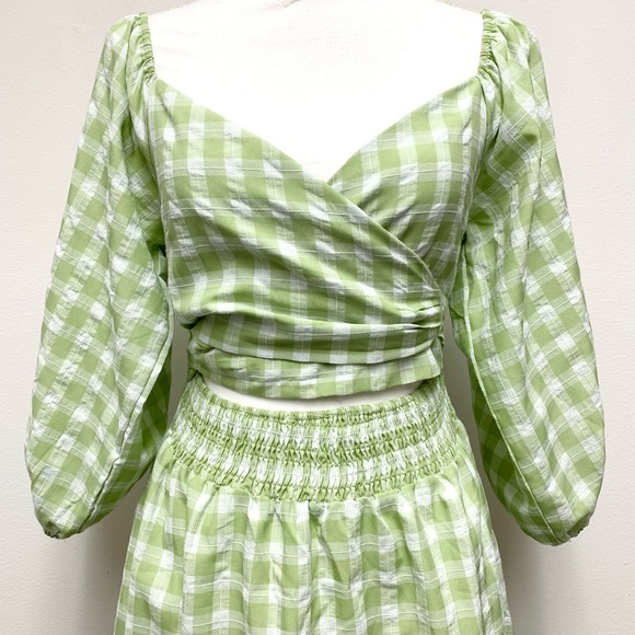 Petal‎ & Pup Tana Smocked Wrap Midi Dress Size 2 Puff Sleeve Cottagecore Trad - Picture 4 of 13